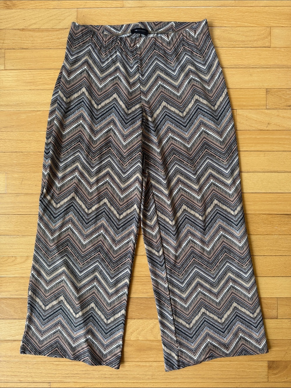 AB studio chevron print pallazo pants - shade of brown & cream